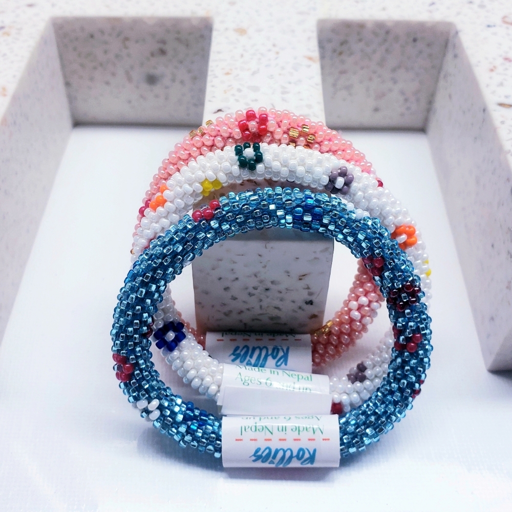 FLOWER POWER -The Original Rollies® Bracelet for Kids, 6" round, Nepal,#4(3 Pcs)